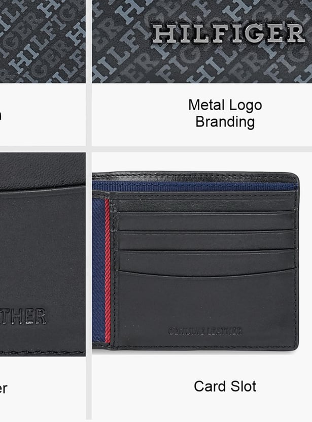 TOMMY HILFIGER Monogram Print Leather Bi-Fold Wallet