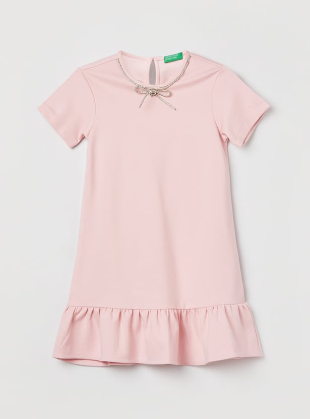 UNITED COLORS OF BENETTON Girls Solid Drop Waist Dress