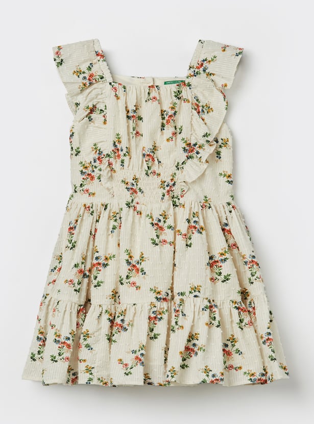 UNITED COLORS OF BENETTON Girls Printed Tiered Dress