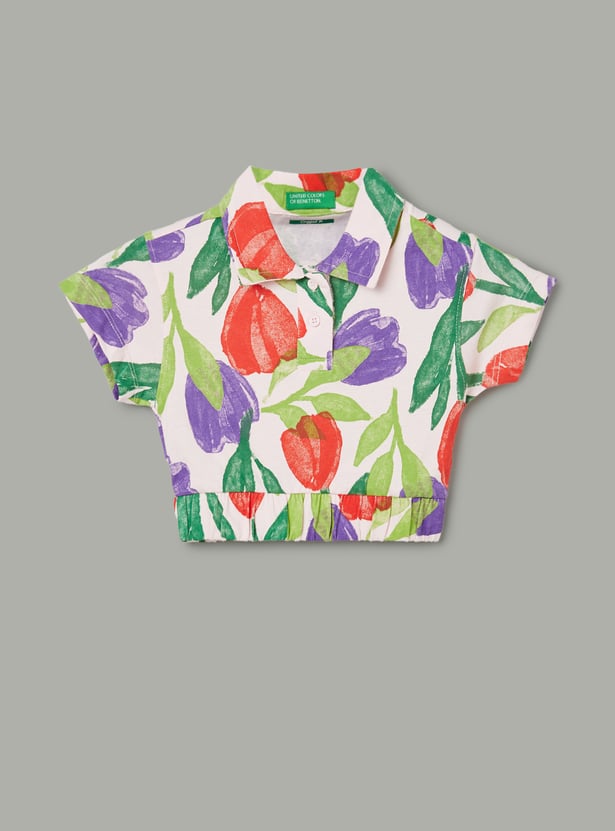 UNITED COLORS OF BENETTON Girls Printed Polo T-shirt