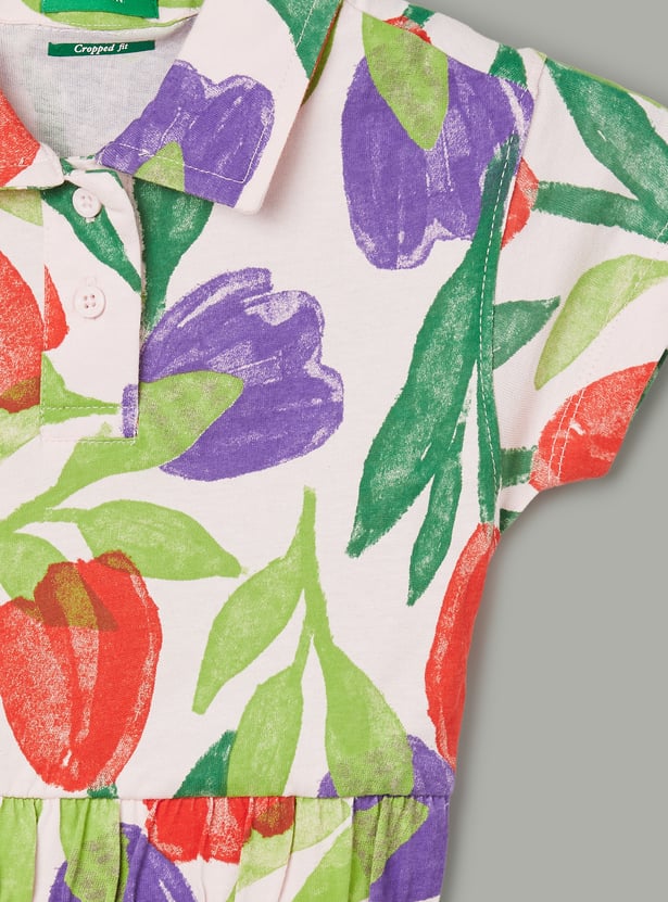 UNITED COLORS OF BENETTON Girls Printed Polo T-shirt