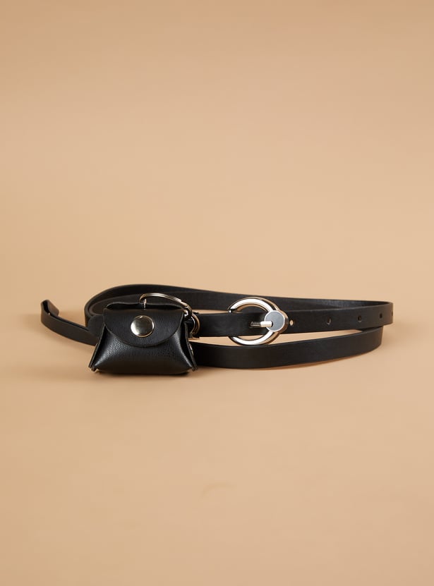 GINGER Solid Belt with Pouch Charm