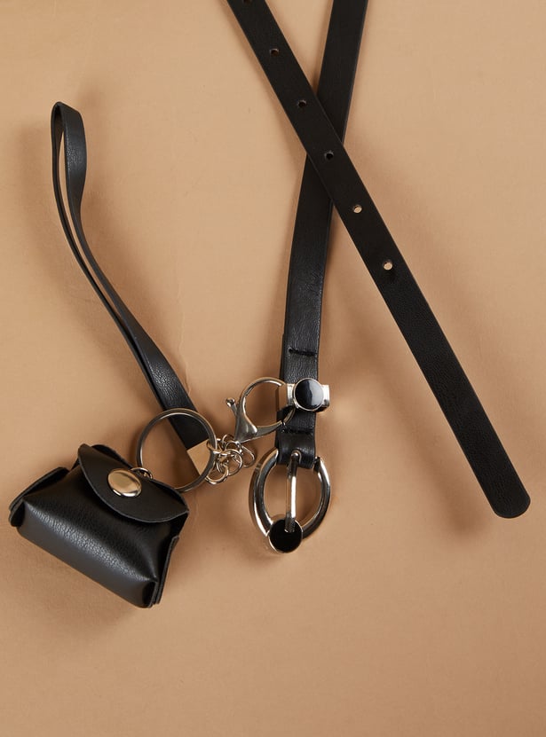 GINGER Solid Belt with Pouch Charm