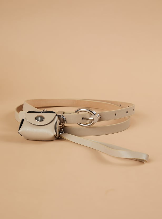 GINGER Solid Belt with Pouch Charm