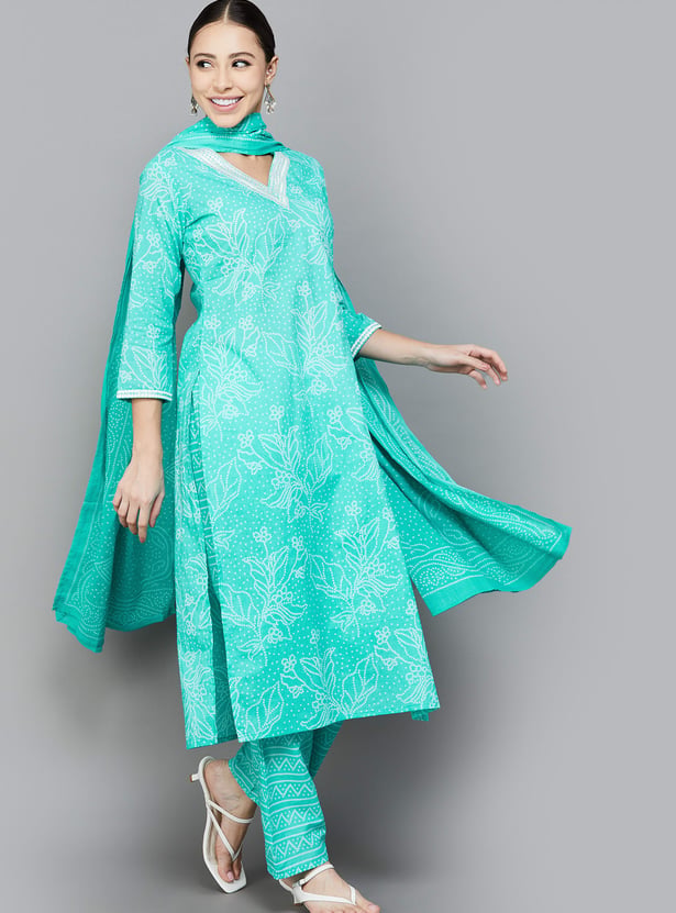 LIBAS Bandhani Print Straight Kurta Set