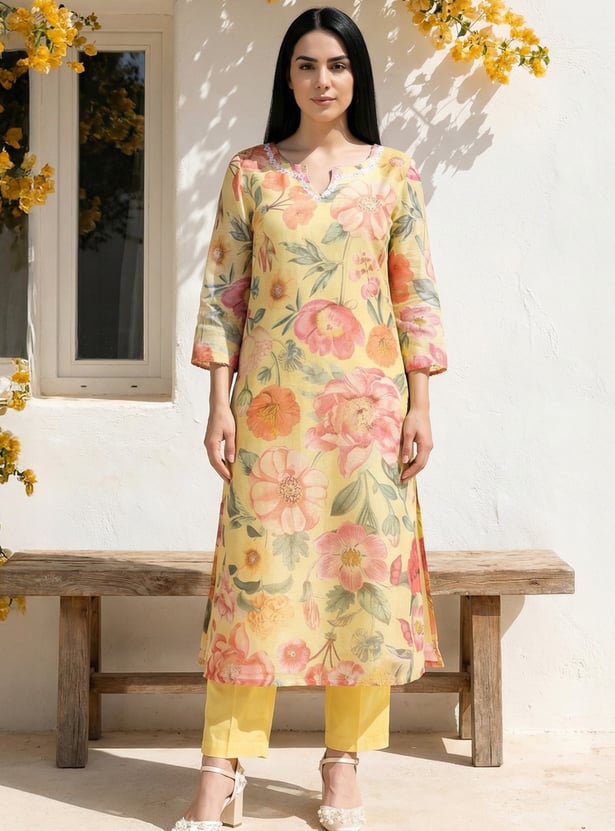 W Floral Print Straight Kurta