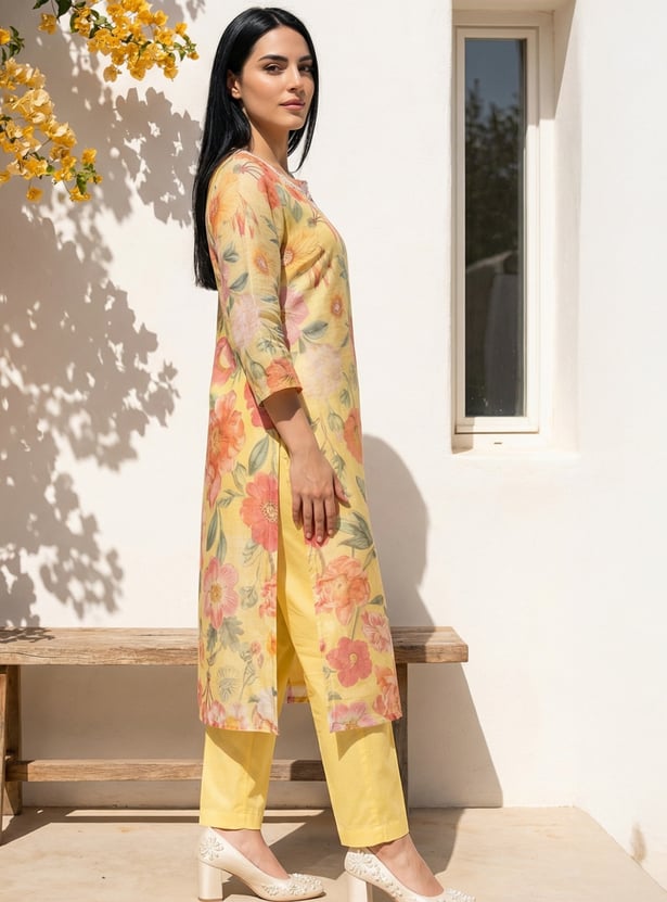W Floral Print Straight Kurta