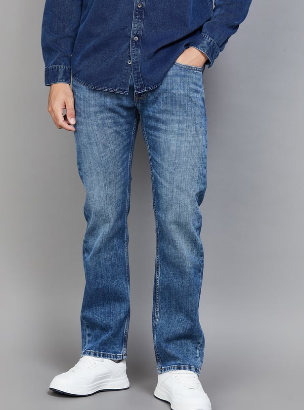FLYING MACHINE Whiskered Straight Fit Jeans