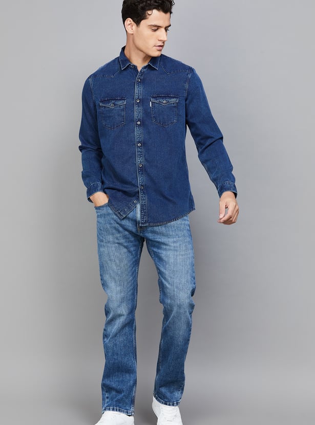 FLYING MACHINE Whiskered Straight Fit Jeans