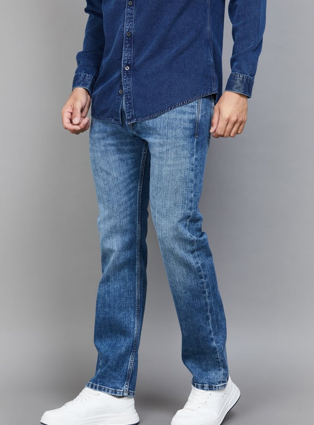 FLYING MACHINE Whiskered Straight Fit Jeans