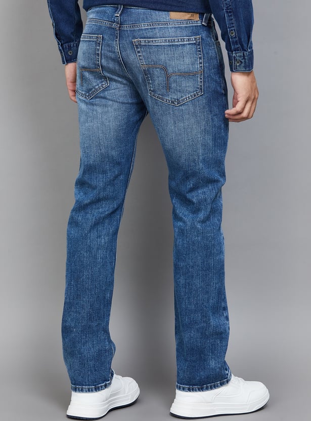 FLYING MACHINE Whiskered Straight Fit Jeans