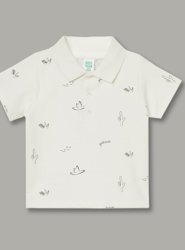 FS MINI KLUB Boys Printed Polo T-shirt with Shorts