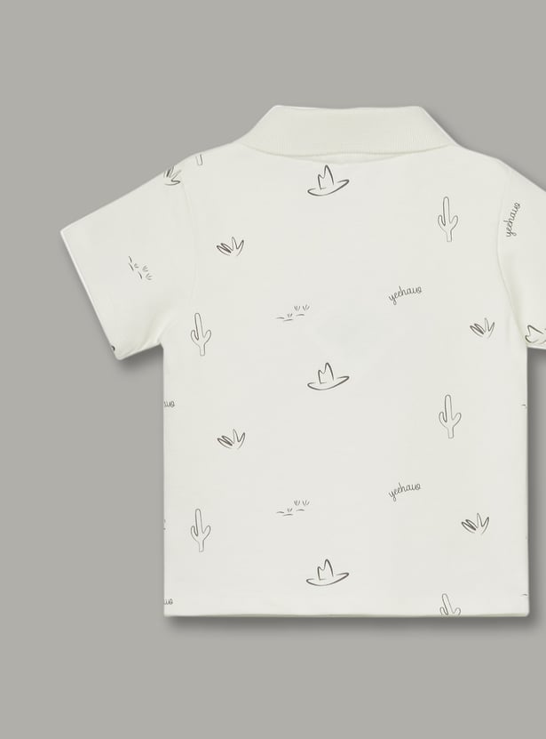FS MINI KLUB Boys Printed Polo T-shirt with Shorts