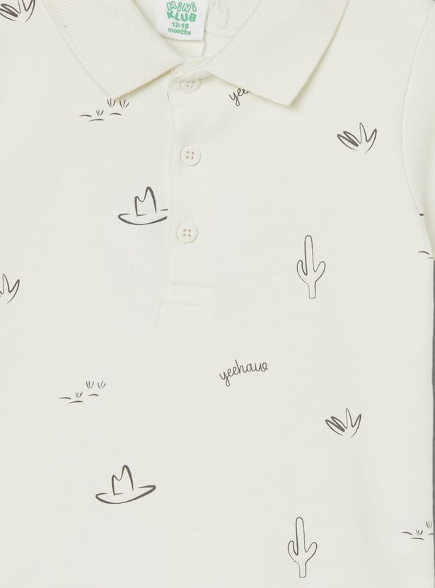 FS MINI KLUB Boys Printed Polo T-shirt with Shorts