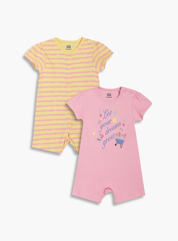 FS MINI KLUB Girls Assorted Rompers - Pack of 2