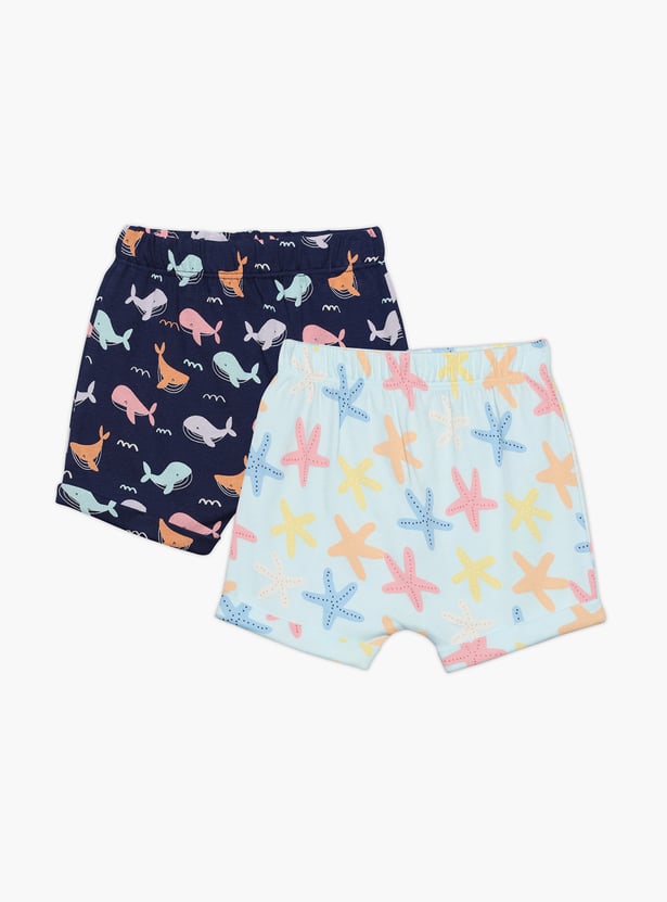 FS MINI KLUB Girls Printed Shorts - Pack of 2