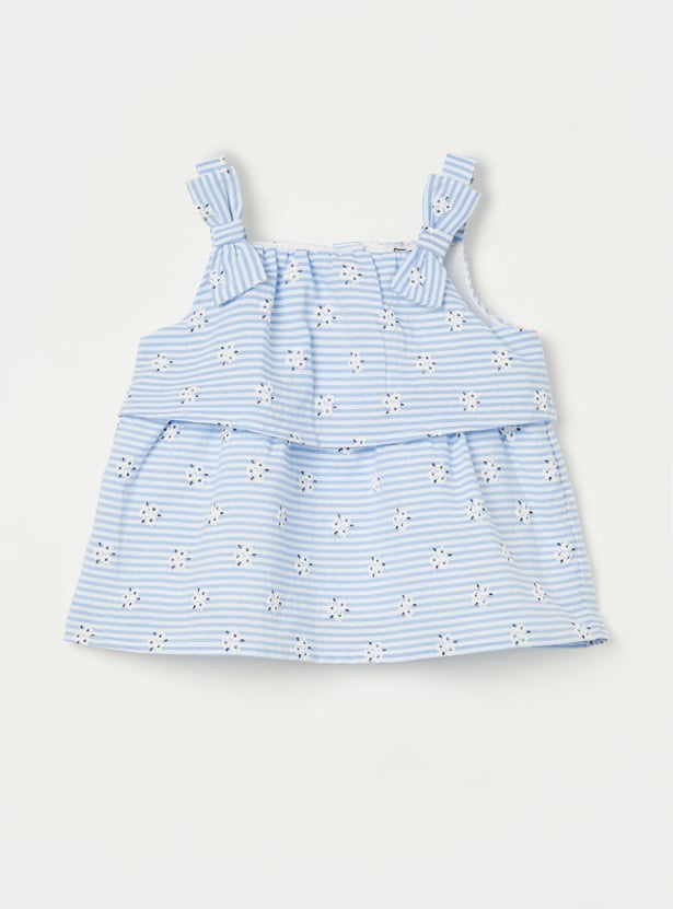 FAME FOREVER Girls Striped Top with Shorts Set