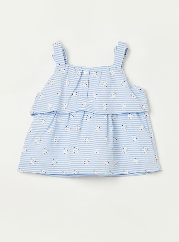 FAME FOREVER Girls Striped Top with Shorts Set