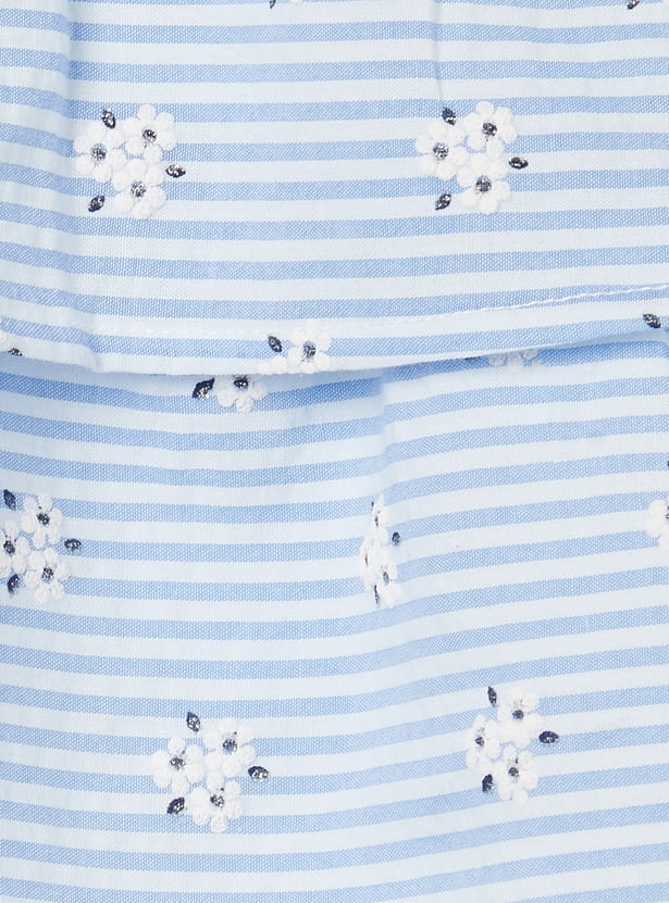 FAME FOREVER Girls Striped Top with Shorts Set