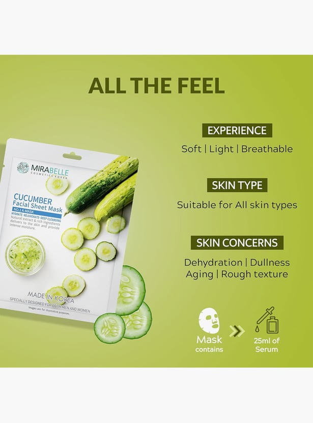 MIRABELLE Cucumber Facial Sheet Mask - 25ml