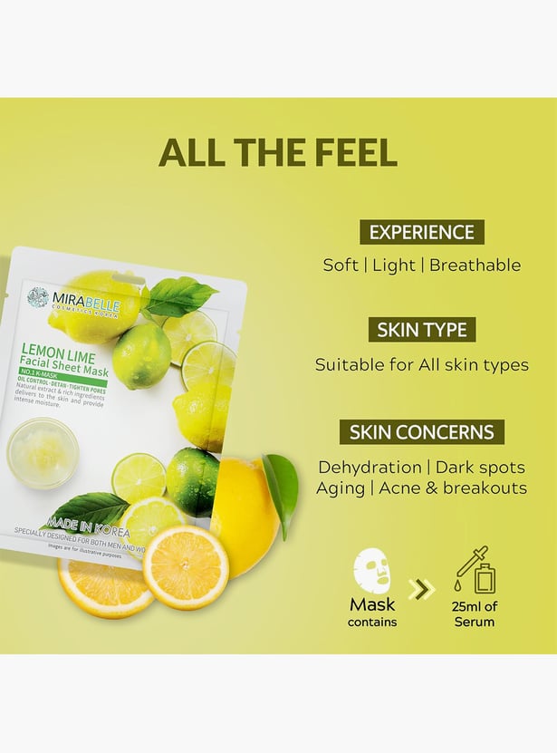 MIRABELLE Lemon Lime Facial Sheet Mask - 25ml
