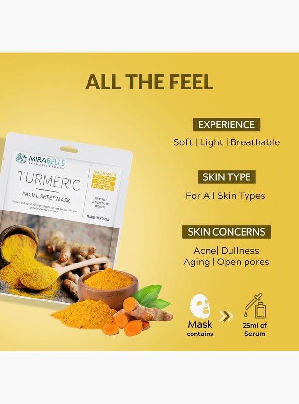 MIRABELLE Turmeric Facial Sheet Mask - 25ml