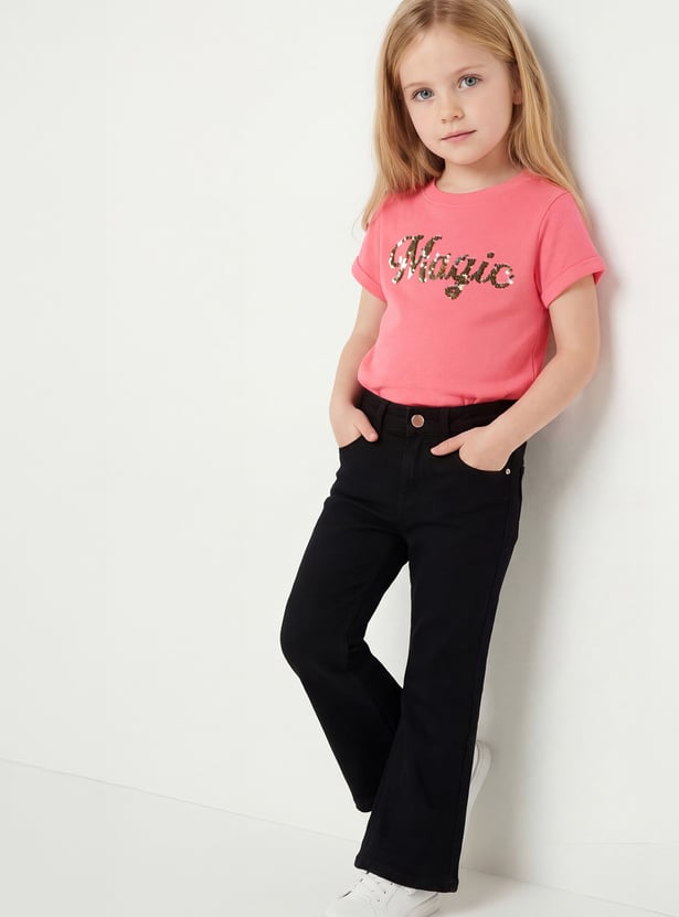 FAME FOREVER Girls Solid Mid-Rise Jeans