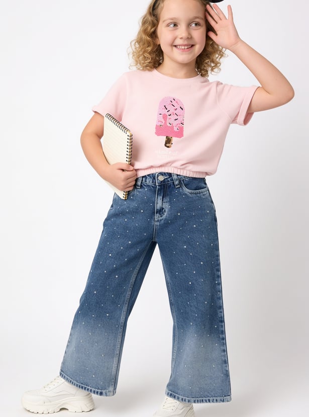 FAME FOREVER Girls Embellished Jeans