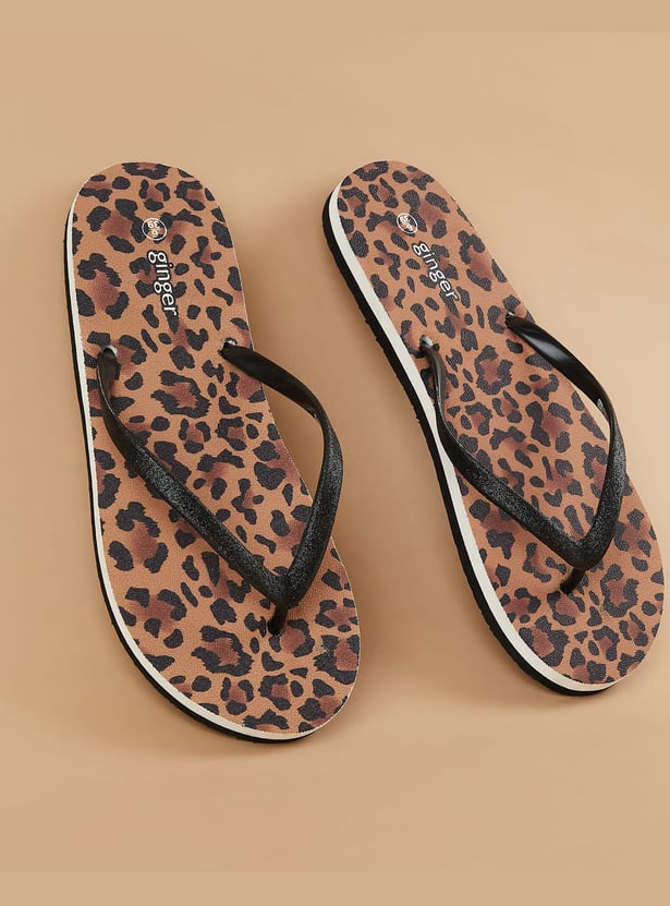 GINGER Animal Print Flip Flops