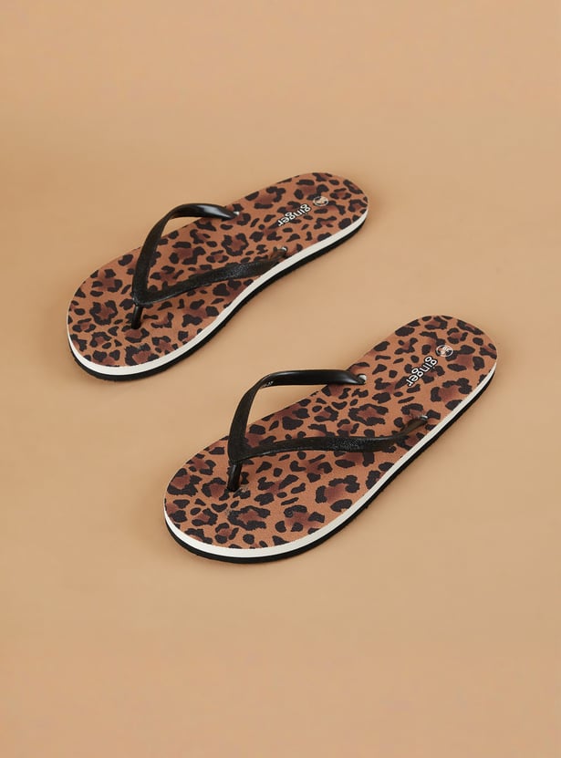 GINGER Animal Print Flip Flops
