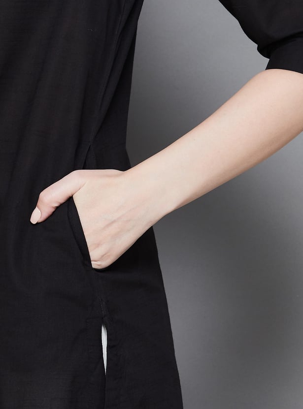BIBA Solid Straight Kurta