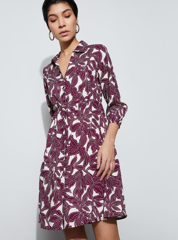 FAME FOREVER Printed Shirt Dress