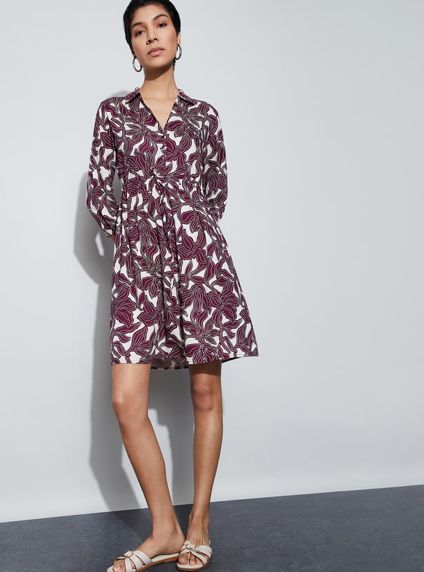 FAME FOREVER Printed Shirt Dress