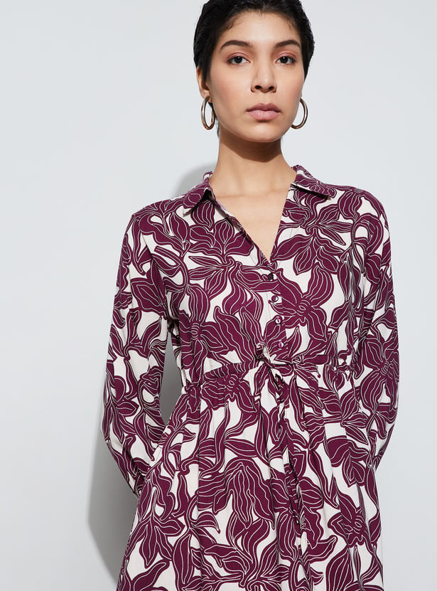 FAME FOREVER Printed Shirt Dress