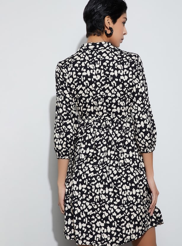 FAME FOREVER Printed Tie-Up Mini Dress
