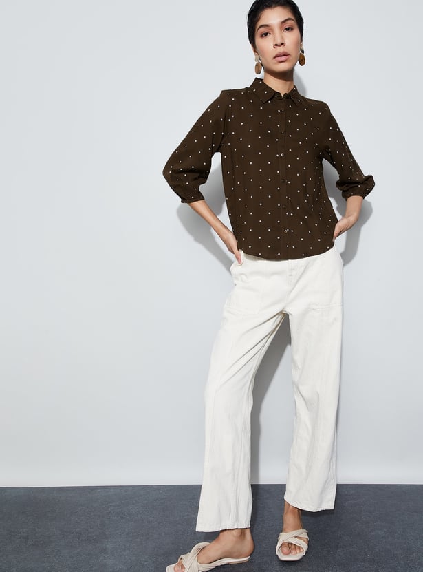 FAME FOREVER Polka Dot Print Shirt