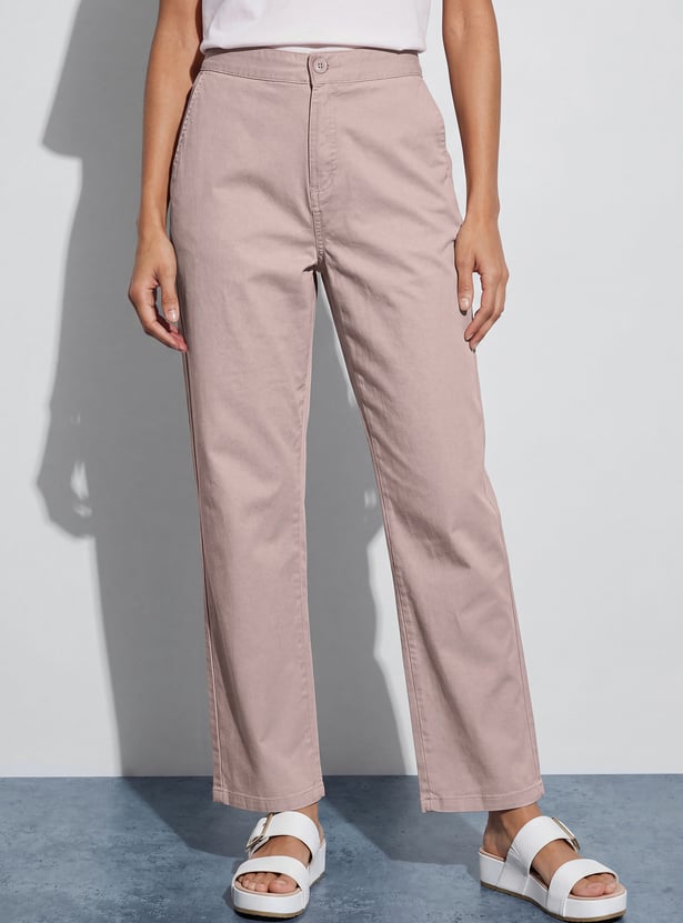 FAME FOREVER Solid Flat Front Trousers