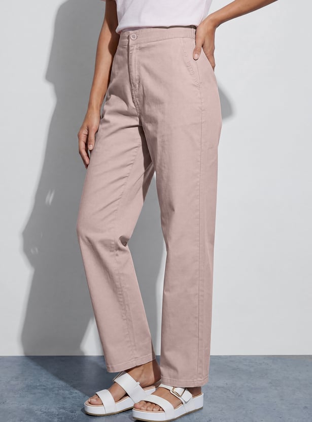 FAME FOREVER Solid Flat Front Trousers