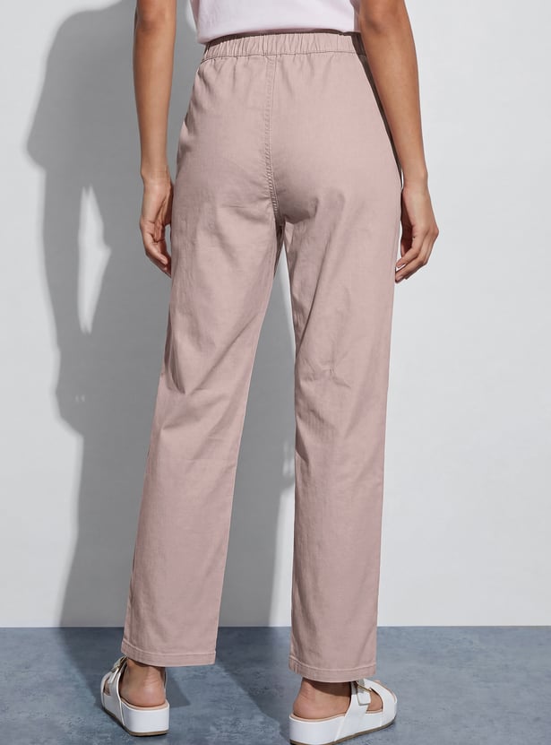 FAME FOREVER Solid Flat Front Trousers