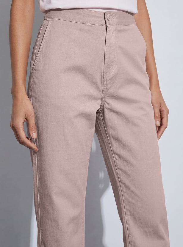 FAME FOREVER Solid Flat Front Trousers