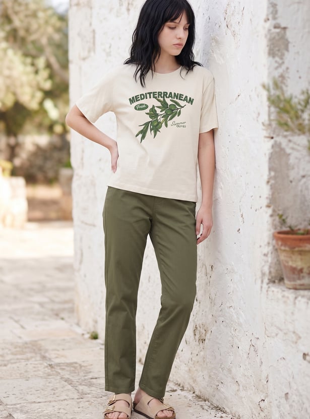 FAME FOREVER Solid Mid-Rise Pants
