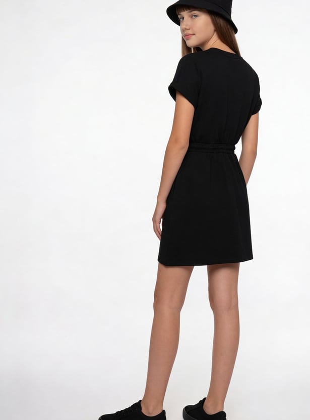 FAME FOREVER Girls MickeyPrint Tie-Up Dress