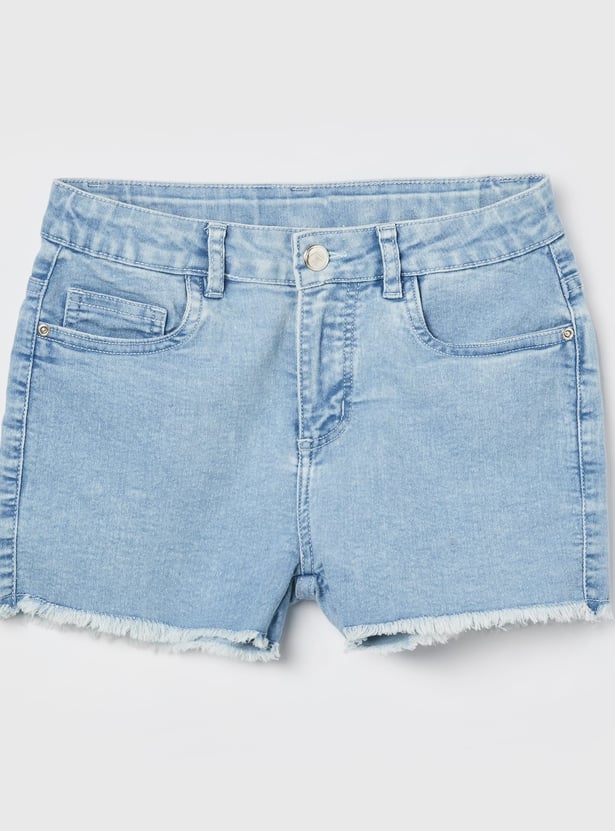 FAME FOREVER Girls Solid Denim Shorts
