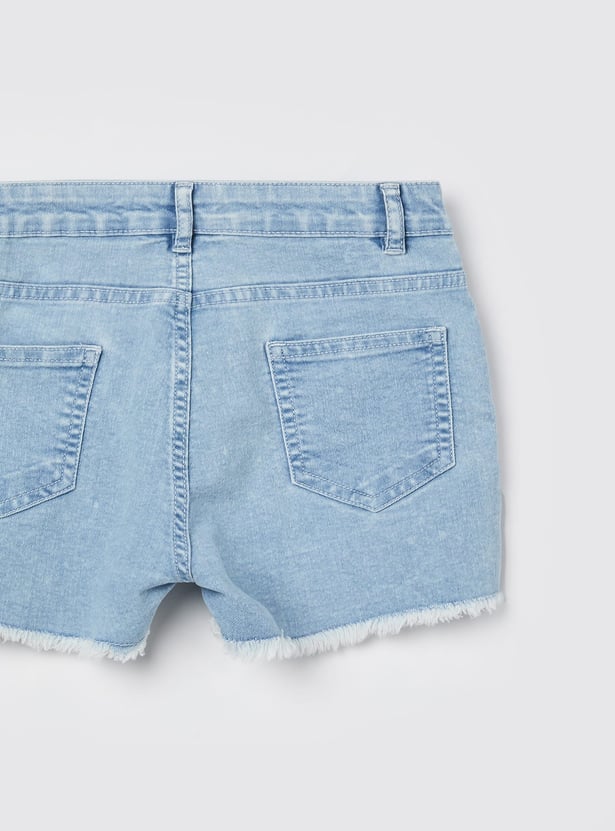 FAME FOREVER Girls Solid Denim Shorts