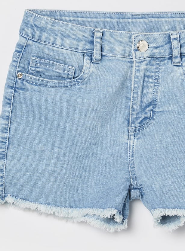 FAME FOREVER Girls Solid Denim Shorts