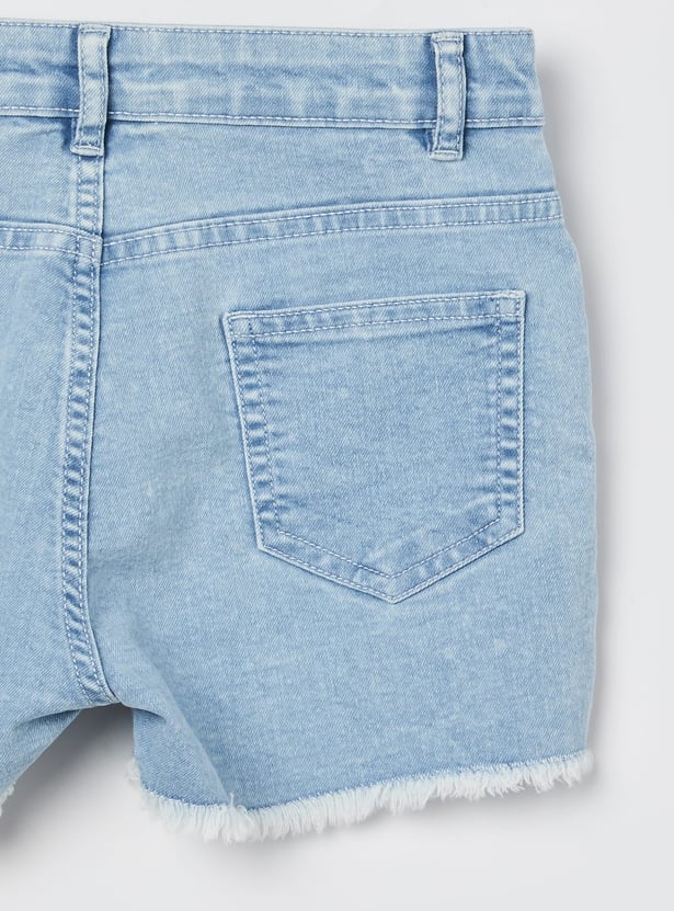 FAME FOREVER Girls Solid Denim Shorts