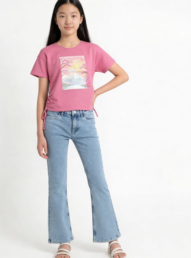 FAME FOREVER Girls Solid Mid-Rise Jeans
