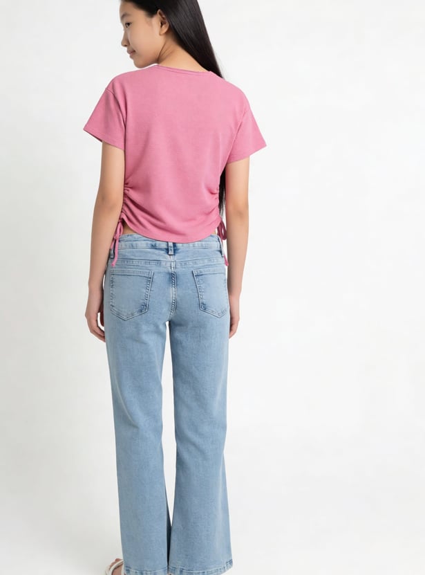 FAME FOREVER Girls Solid Mid-Rise Jeans