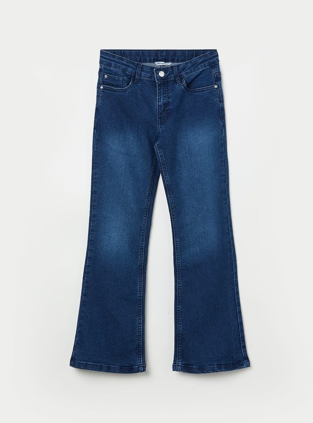 FAME FOREVER Girls Washed Mid-Rise Jeans