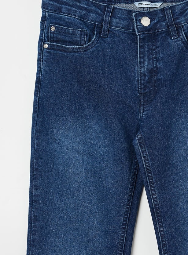 FAME FOREVER Girls Washed Mid-Rise Jeans